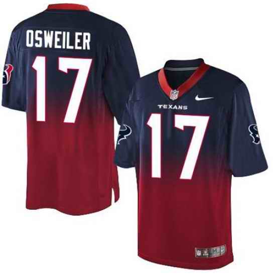 Nike Texans #17 Brock Osweiler Navy Blue Red Mens Stitched NFL Elite Fadeaway Fashion Jersey